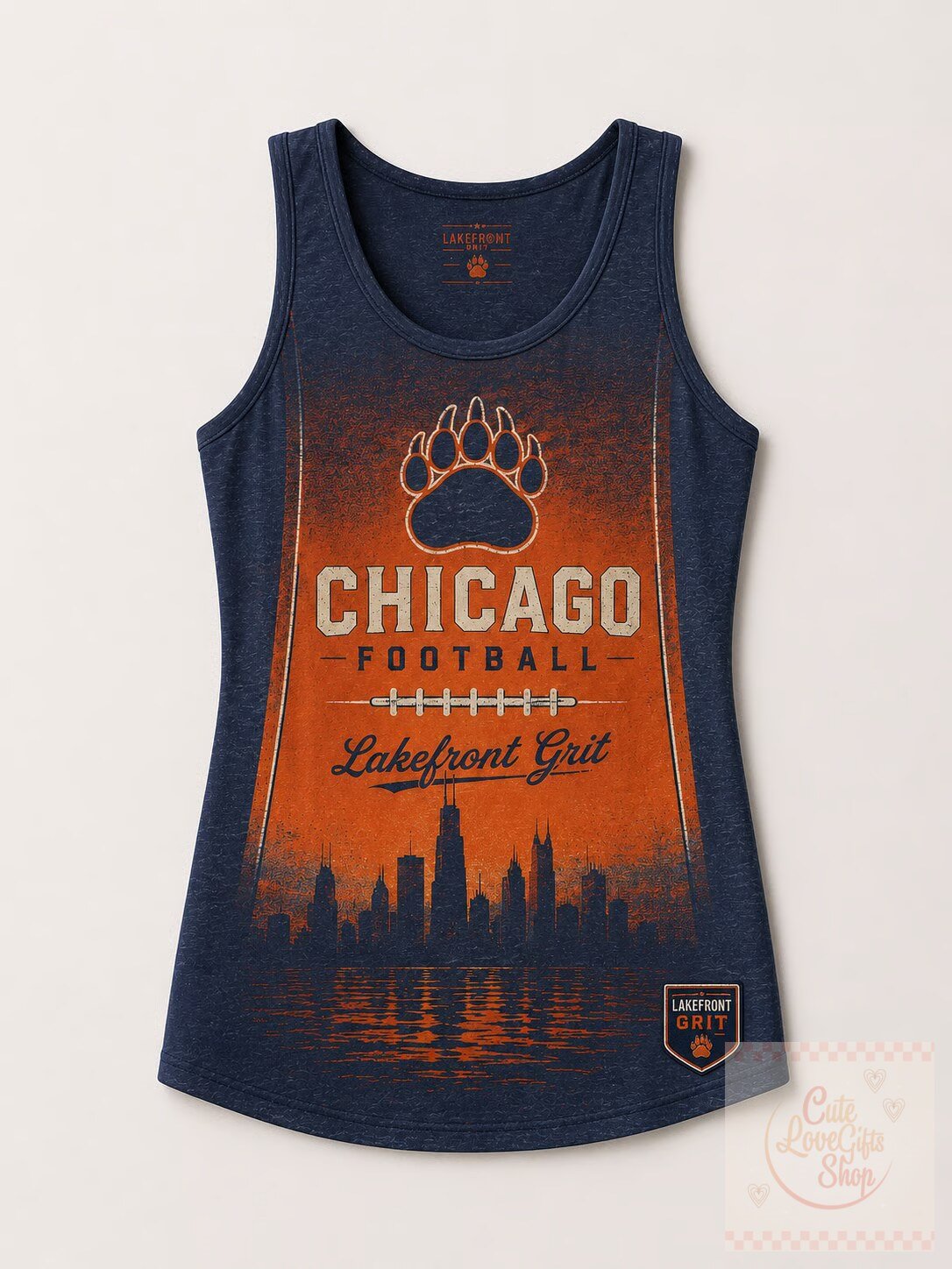 Chicago Football Bear Paw Skyline Women's Tank Top