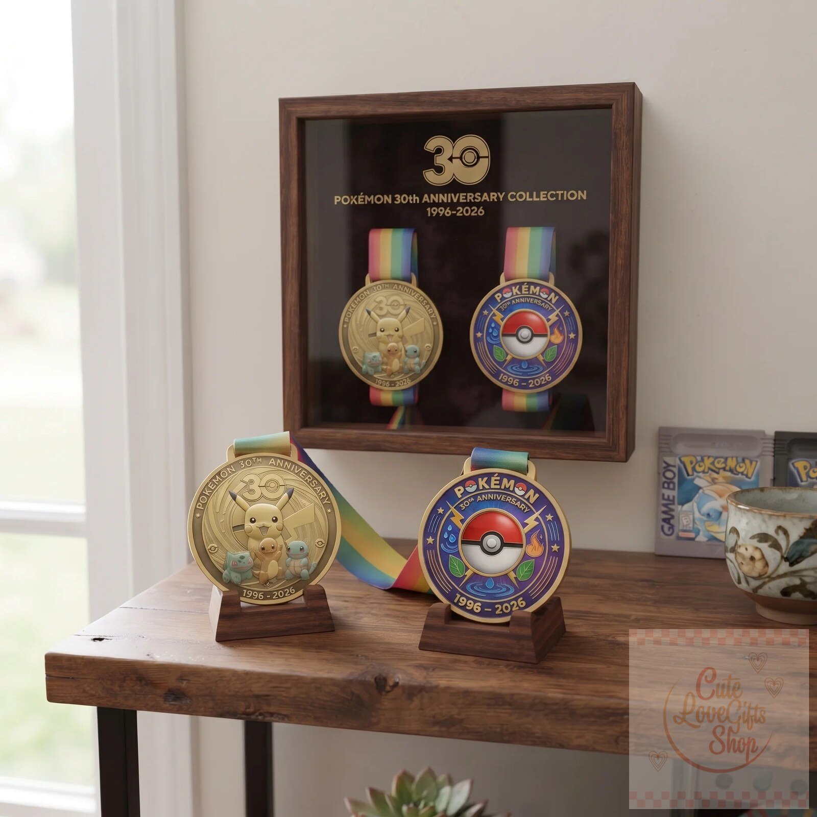 Pokemon 30th Anniversary Collector's Edition Gold Medal Set with Display Case