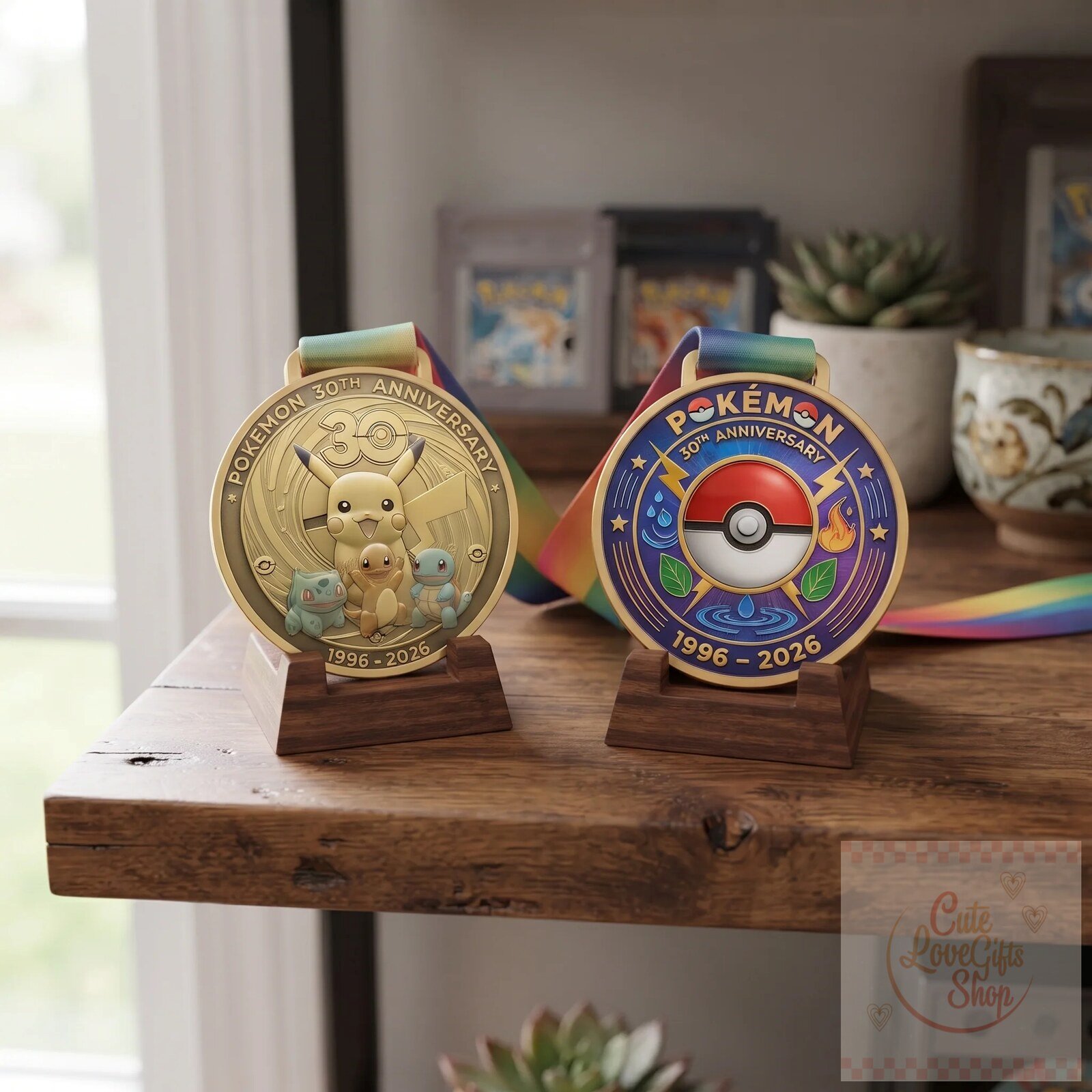 Pokemon 30th Anniversary Collector's Edition Gold Medal Set with Display Case 6 pokemon 30th anniversary collector s edition gold medal set with display case gallery 1
