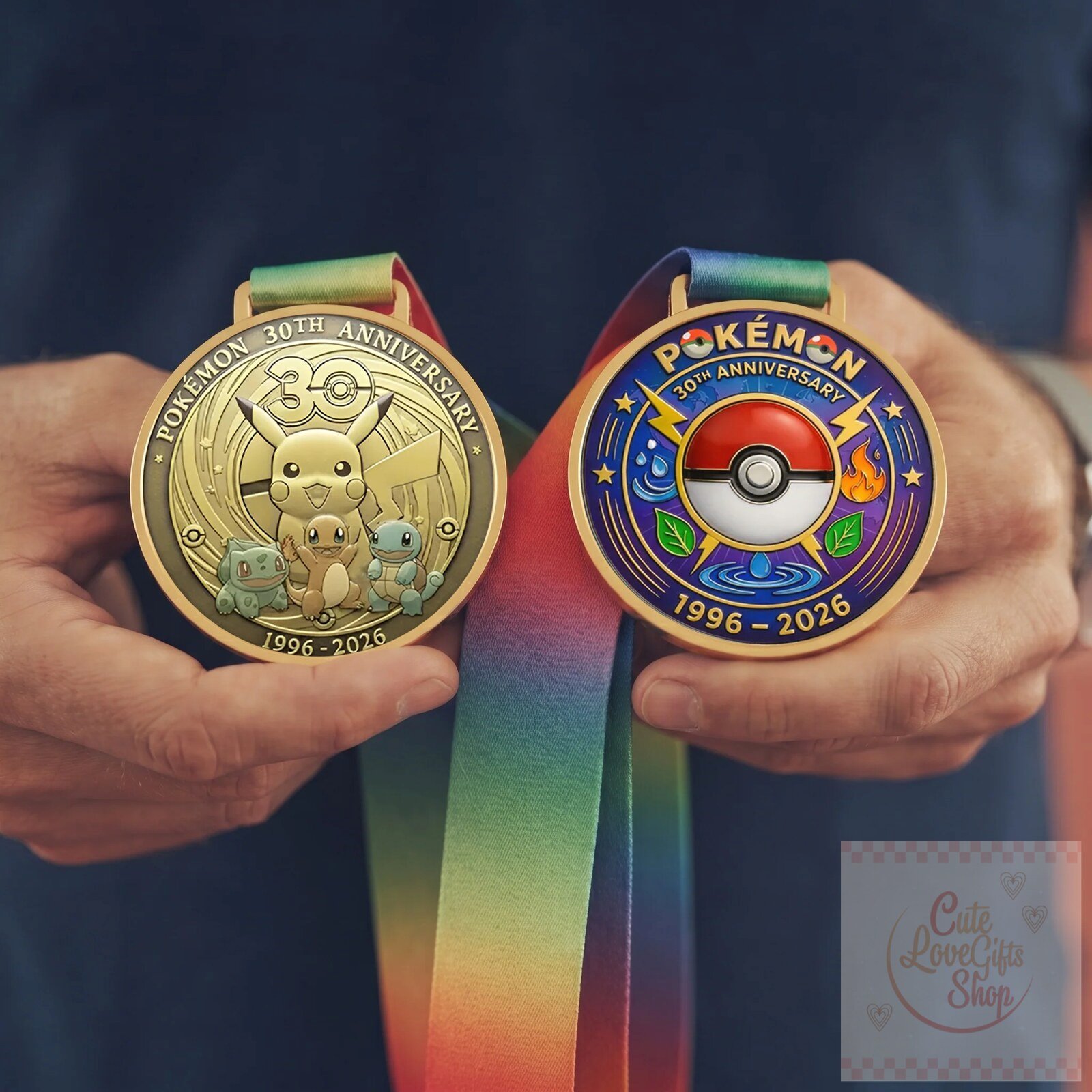 Pokemon 30th Anniversary Collector's Edition Gold Medal Set with Display Case 7 pokemon 30th anniversary collector s edition gold medal set with display case gallery 2