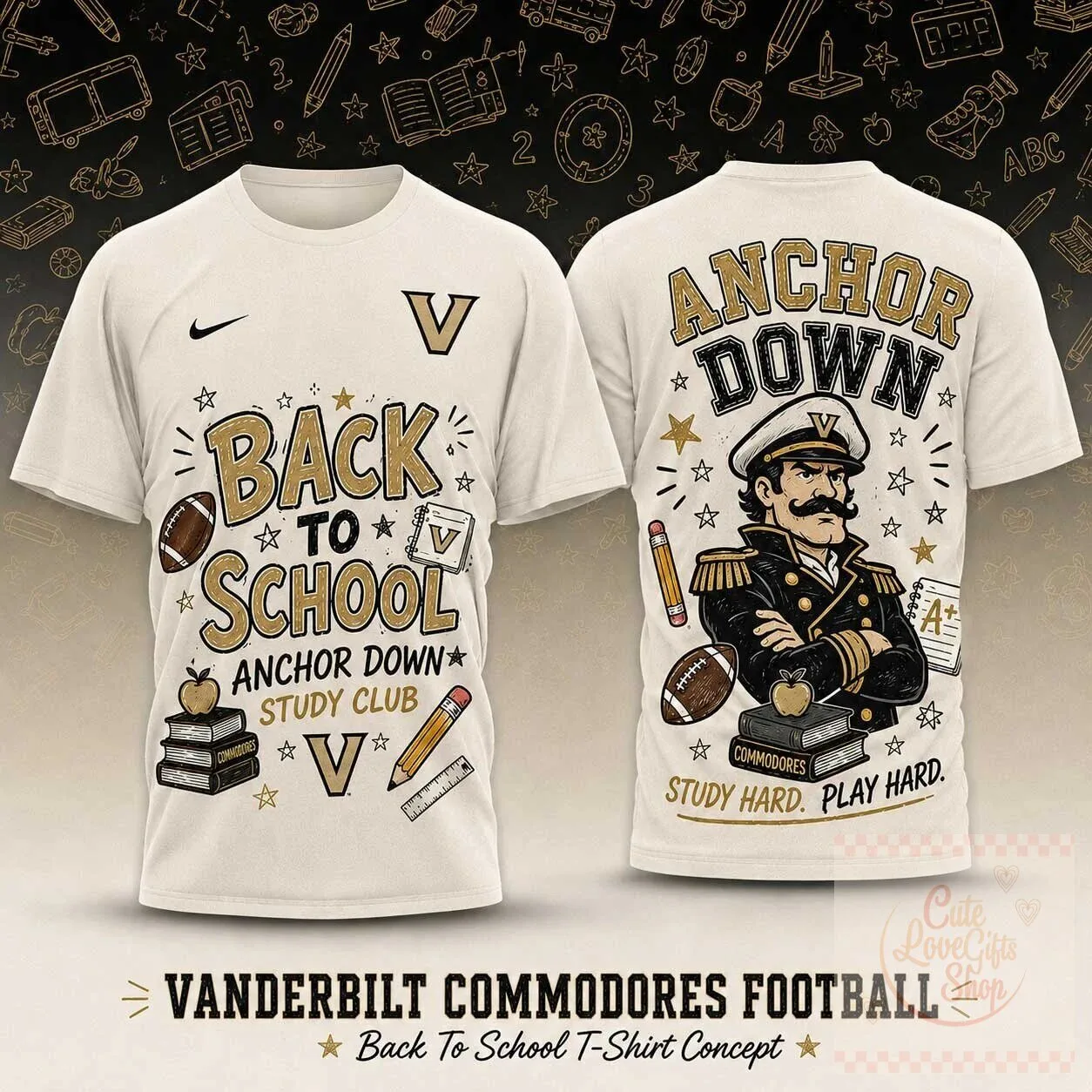 Anchor Down Study Club T-Shirt for Back To School – Vanderbilt Commodores