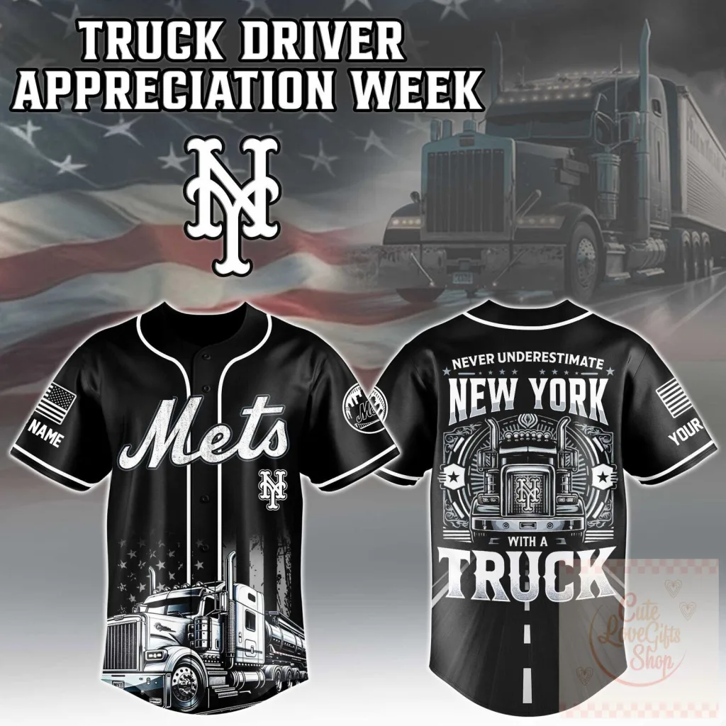 New York Mets Baseball Trucker Appreciation Week Black Jersey New York Mets Baseball Trucker Appreciation Week Black Jersey