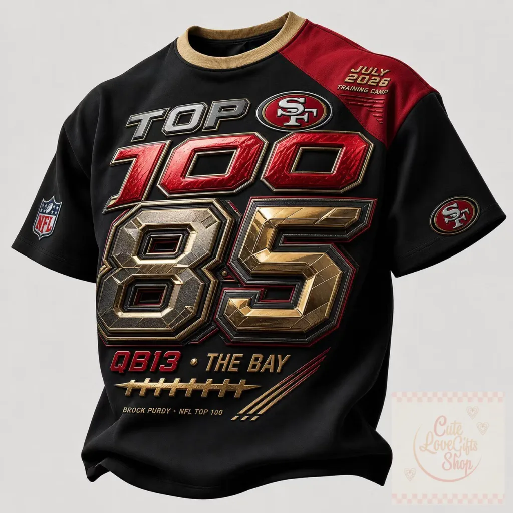 San Francisco Football Brock Purdy Top 100 Quarterback 13 The Bay T-Shirt San Francisco Football Brock Purdy Top 100 Quarterback 13 The Bay T-Shirt