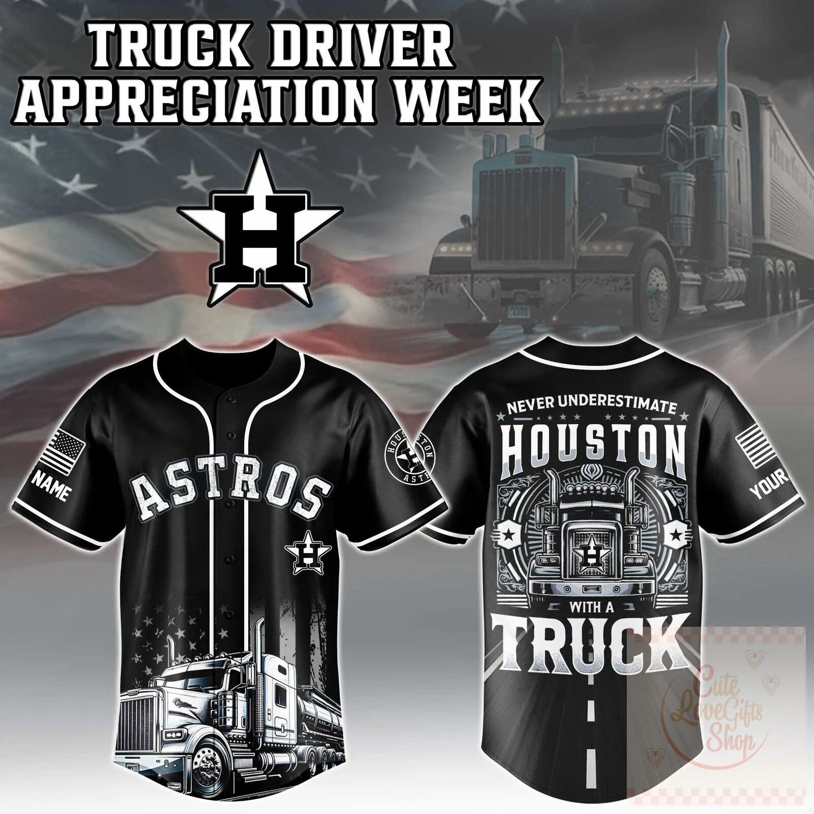 Houston Astros Baseball Truck Driver Appreciation Week Jersey