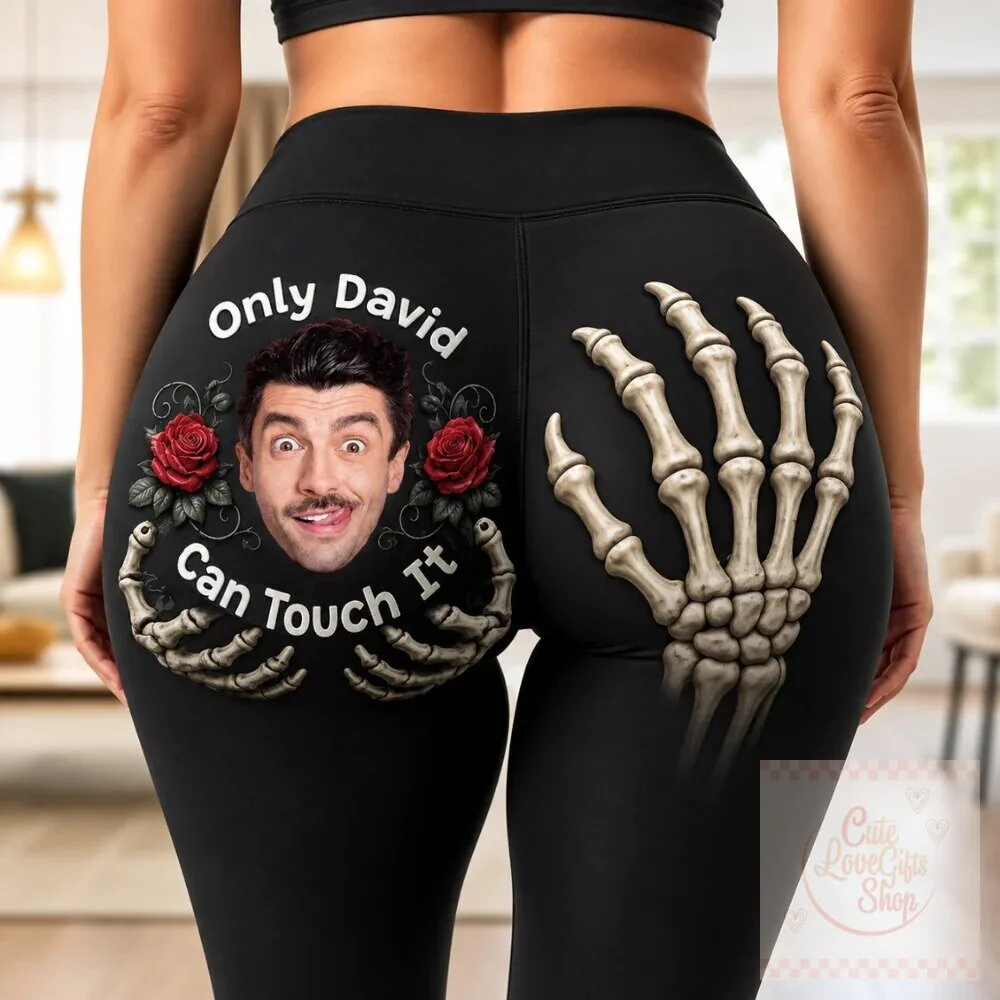 Only David Can Touch It Funny Skeleton Hand Personalized Leggings
