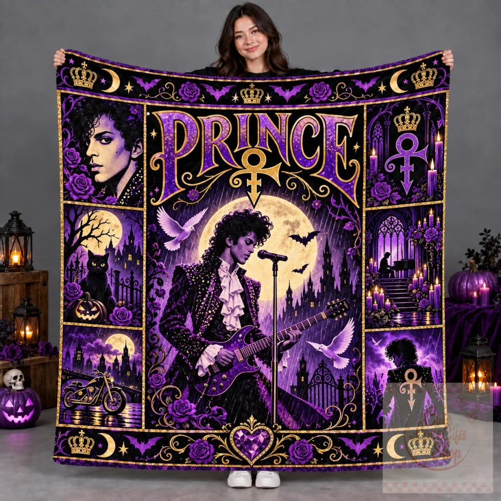 Prince Purple Rain Crown And Moon Silhouette Fleece Blanket Prince Purple Rain Crown And Moon Silhouette Fleece Blanket