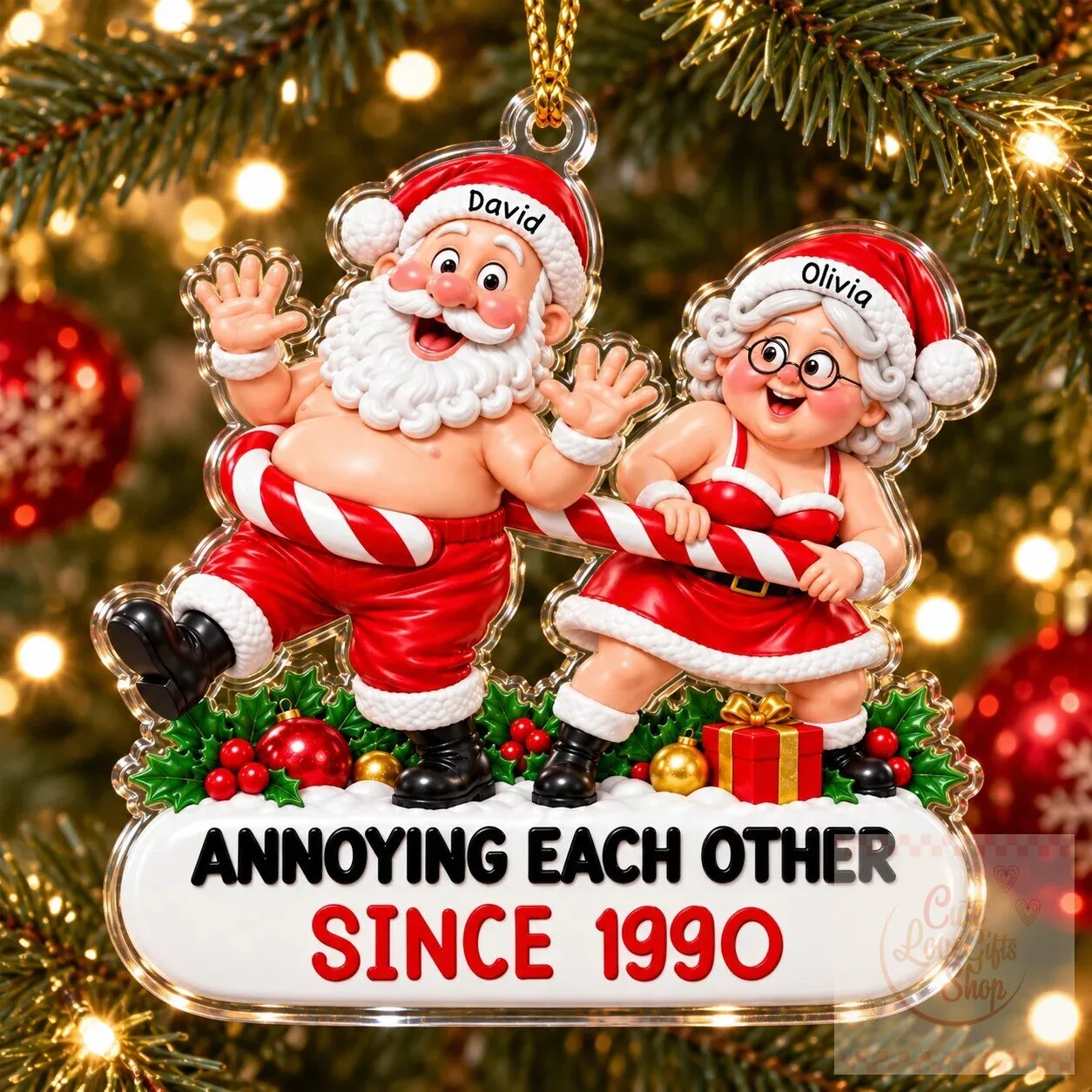 Personalized Christmas Couple Annoying Each Other Since 1990 Ornament