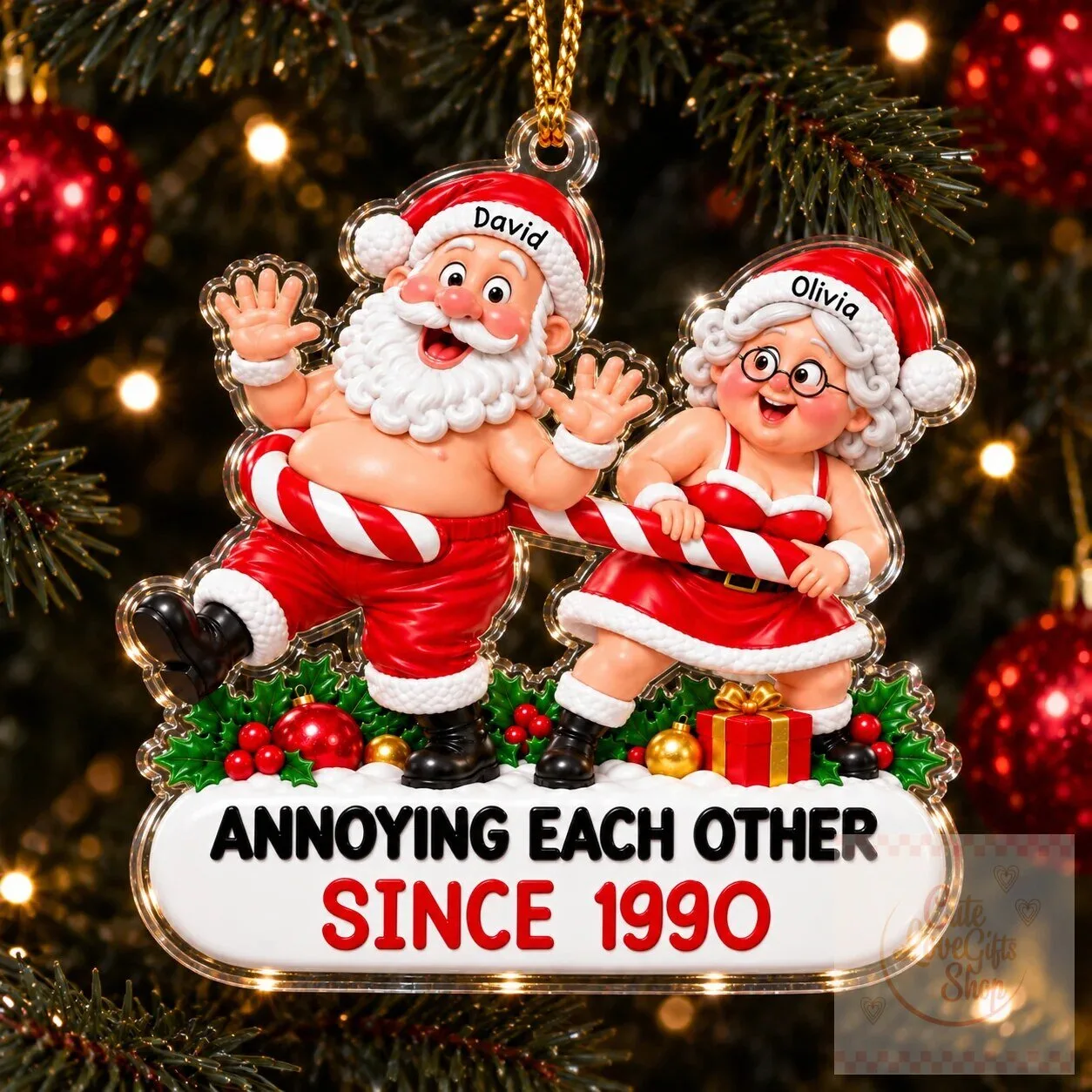 Personalized Christmas Couple Annoying Each Other Since 1990 Ornament 6 Personalized Christmas Couple Annoying Each Other Since 1990 Ornament