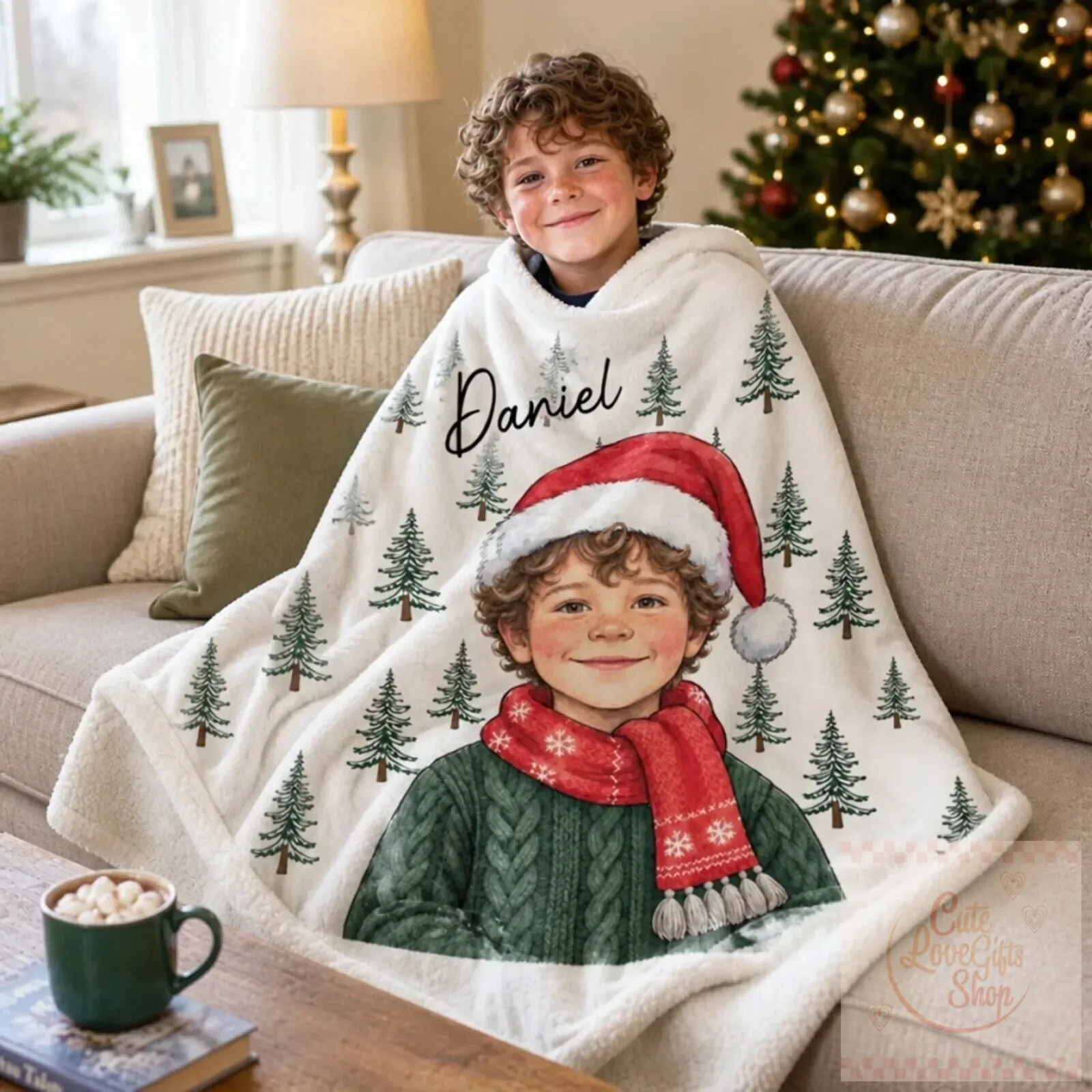 Personalized Kids Christmas Photo Keepsake Blanket with Custom Name 12 Personalized Kids Christmas Photo Keepsake Blanket with Custom Name
