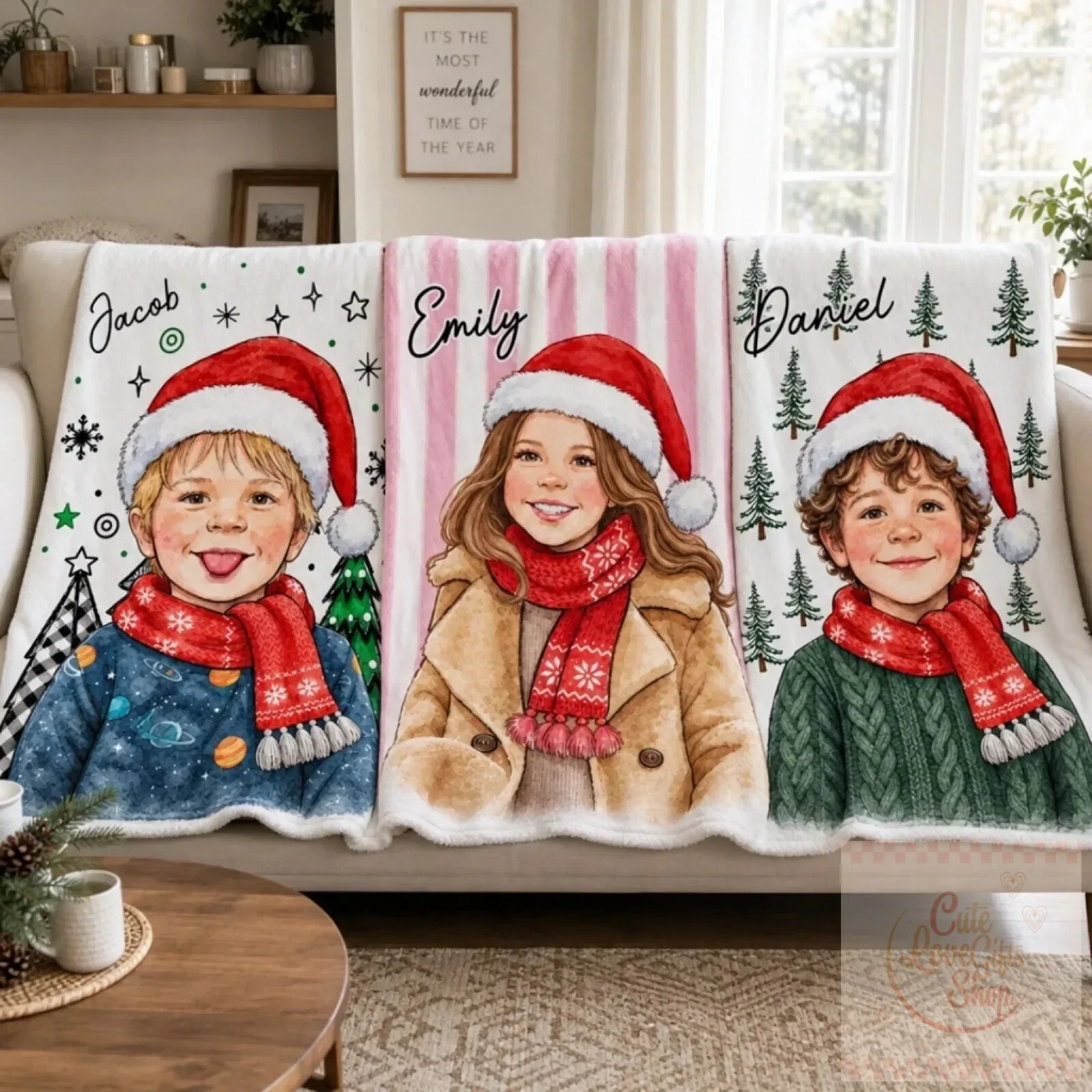 Personalized Kids Christmas Photo Keepsake Blanket with Custom Name 13 Personalized Kids Christmas Photo Keepsake Blanket with Custom Name