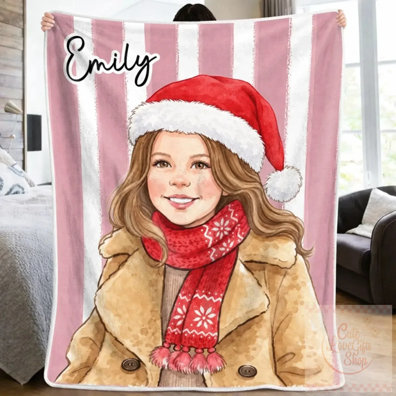 Personalized Kids Christmas Photo Keepsake Blanket with Custom Name 15 Personalized Kids Christmas Photo Keepsake Blanket with Custom Name