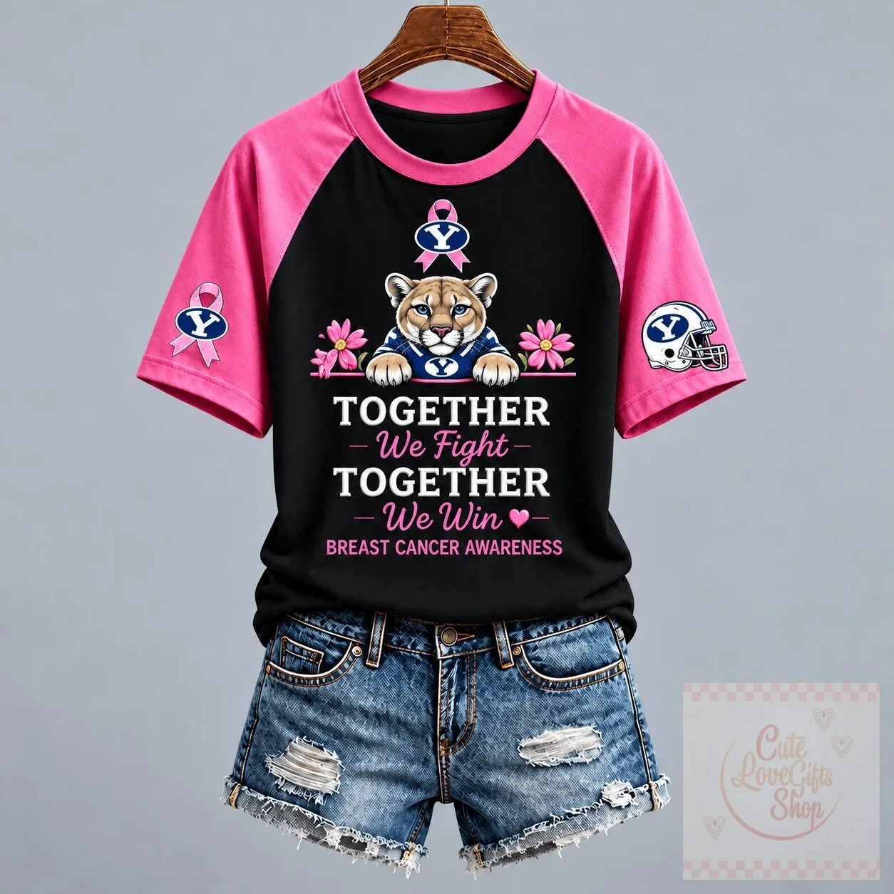 BYU Cougars Breast Cancer Awareness Together We Fight Together We Win T-Shirt