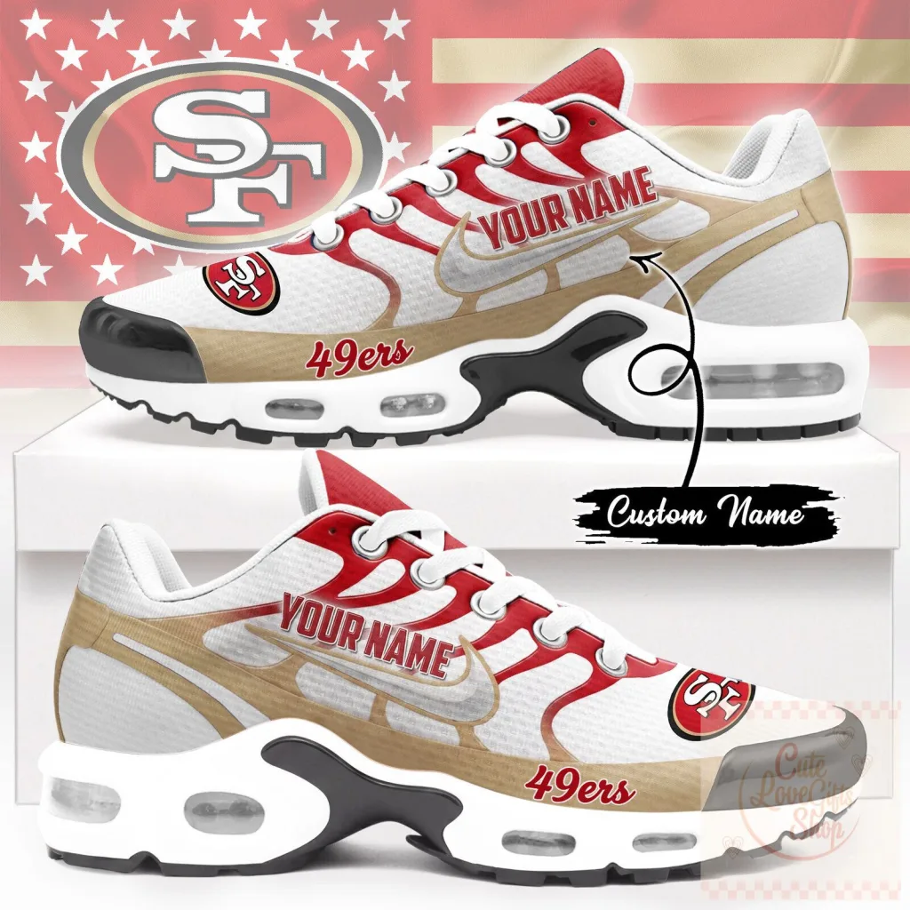 San Francisco 49ers Custom Name NFL Air Max Shoes for Men and Women San Francisco 49ers Custom Name NFL Air Max Shoes for Men and Women