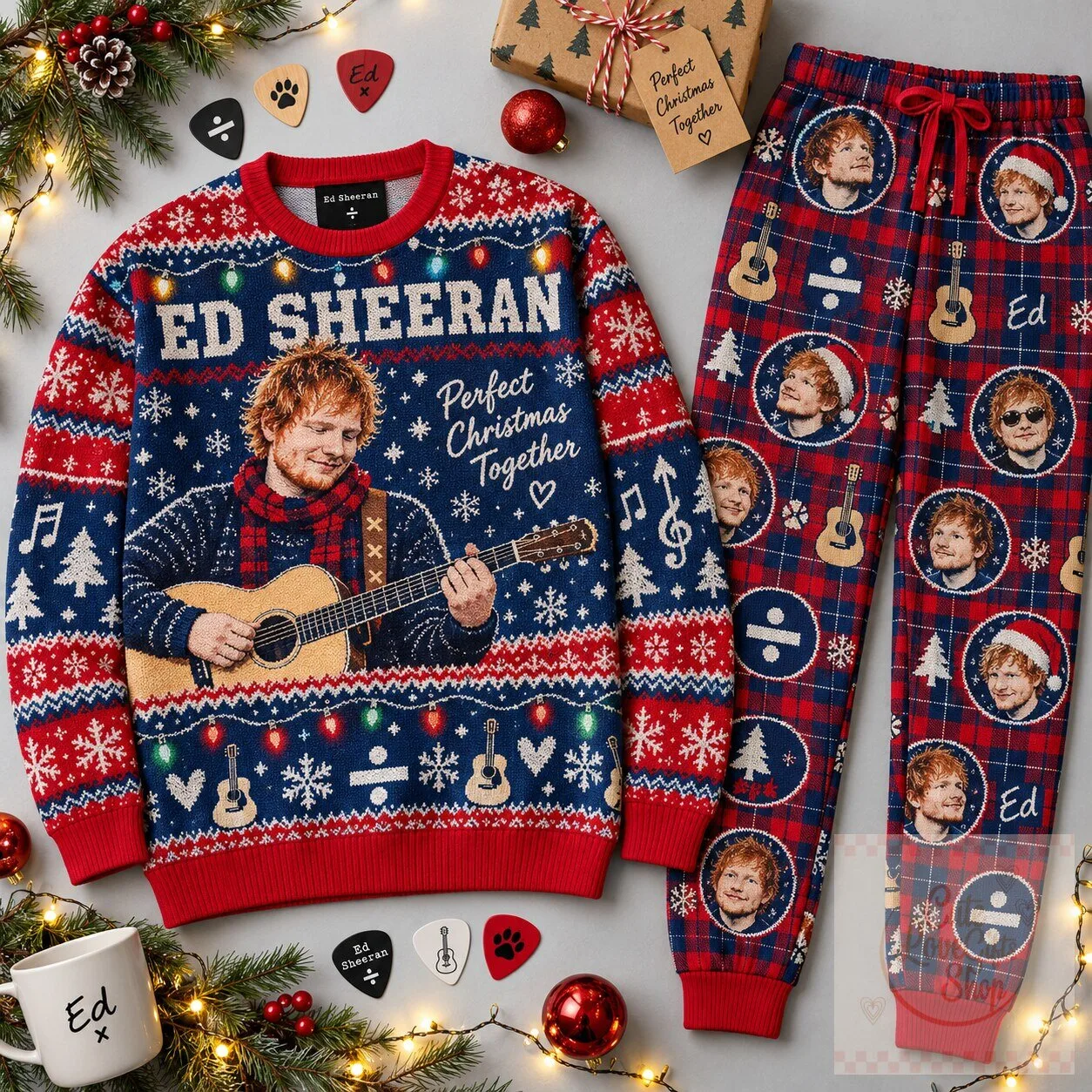 Ed Sheeran Perfect Christmas Together Holiday Ugly Sweater