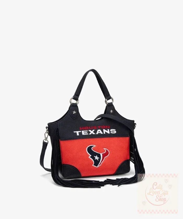 Houston Texans Football Team Fringe Red and Blue Faux Leather Tote Bag 13 Houston Texans Football Team Fringe Red and Blue Faux Leather Tote Bag