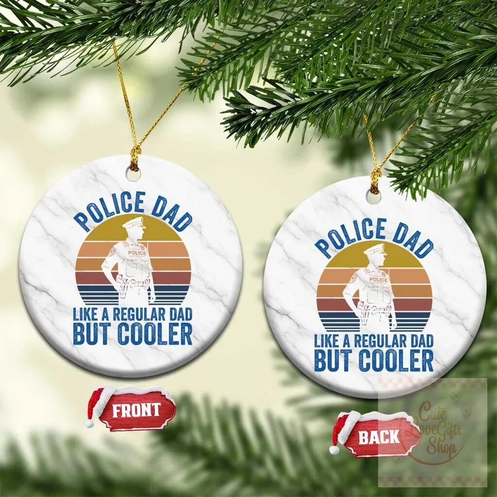 Police Dad Like A Regular Dad But Cooler Vintage Sunset Ceramic Ornament