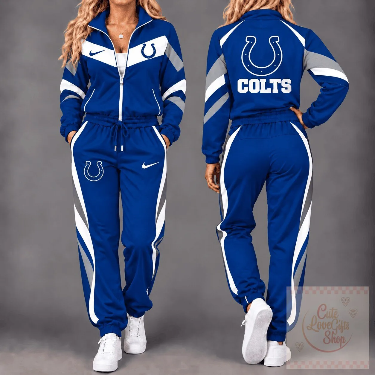 Indianapolis Colts NFL Team Logo Women's Full-Zip Tracksuit Jacket and Pants Set