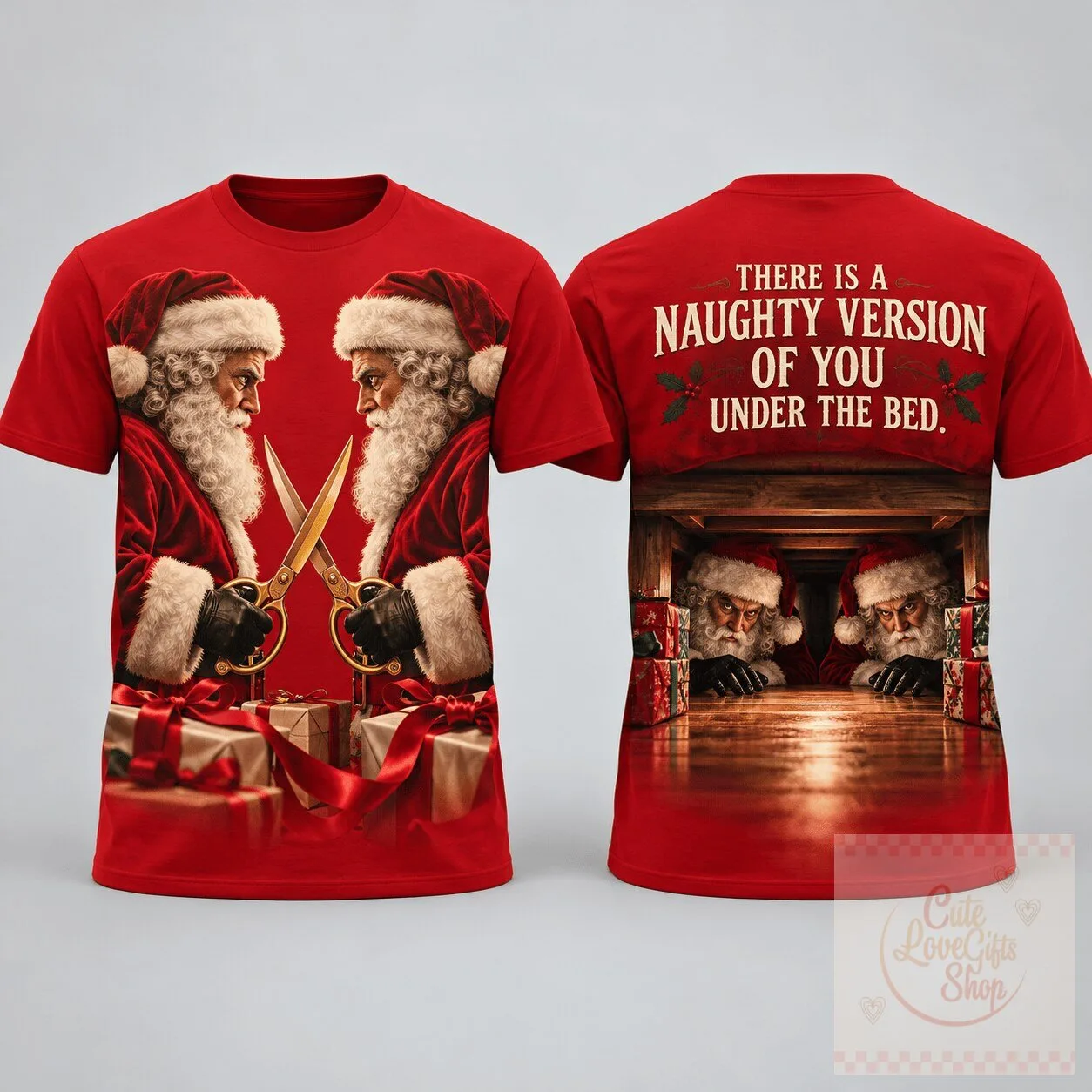 Evil Santa Claus Doppelganger Nightmare Thriller Movie Lovers T-Shirt